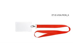 Clear PVC badge holder for events and offices with vertical orientation and reinforced punch holes.
