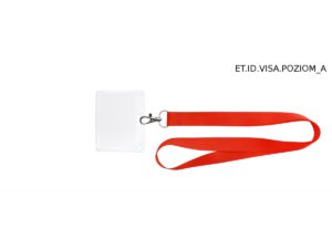 Clear PVC badge holder for events and offices with horizontal orientation and reinforced punch holes.