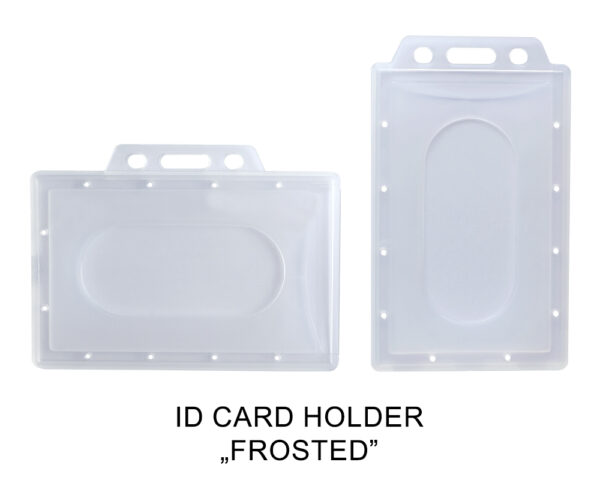 Frosted ID card holder for companies, event organizers. AMGS Group.