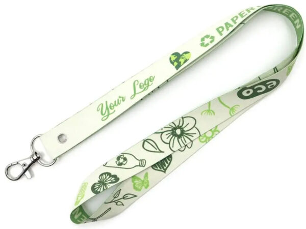 Paper Lanyard With Hook. Waterproof eco-friendly paper lanyard with carabiner and sublimation print. AMGS Group