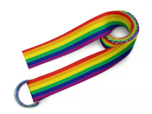 Sublimated yoga strap in colorful print—ideal for wellness and promotional use.
