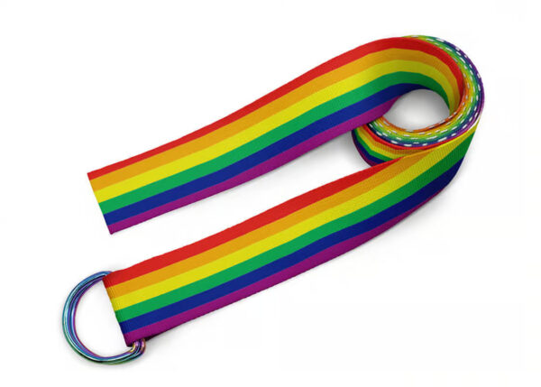 Sublimated yoga strap in colorful print—ideal for wellness and promotional use.
