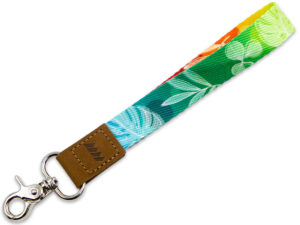 Premium rPET lanyard with leather accent, metal clasp, and embossed logo - a stylish and sustainable promotional solution for businesses committed to excellence.