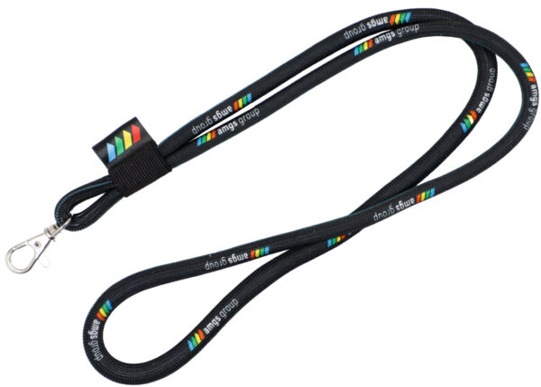 Printed Tubular Lanyard with a logo or custom printed design, perfect for events and offices.