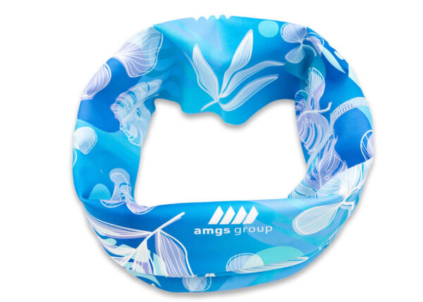 Custom microfiber neck gaiter with full-color sublimation print.