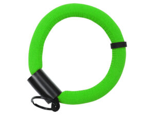 Floating wrist strap for keys with a print area. Fluorescent green color with metal clasp. Available at AMGS Group.