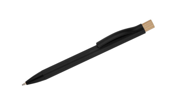 Penna metallo bambù PIK in metallo con pulsante in bambù, personalizzabile con logo.