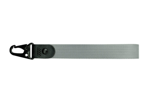 Durable and functional nylon tactical keyring in grey. AMGS Group.
