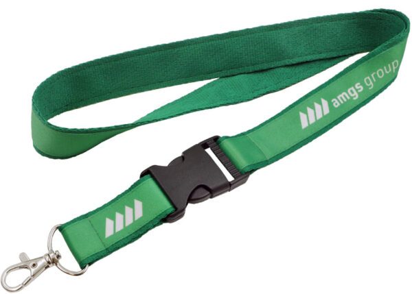Double-Layer Lanyard With Buckle. Stitched double-layer lanyard with quick release buckle for quick release of keys or an ID badge. Available at AMGS Group.