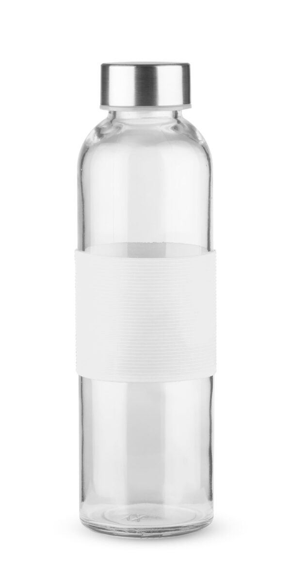 GLASSI Bottle 510 ml. GLASSI 510 ml glass bottle with colourful silicone strap – eco-friendly promotional bottle customizable with logo.