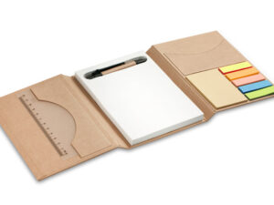 TRIPLO A6 Eco Notebook with Logo. Notes TRIPLO A6 z Logo. Notes składany TRIPLO A6 w kolorze beżowym z możliwością nadruku logo.