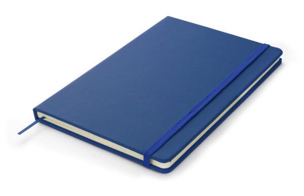 Blocco note VITAL A5 con copertina similpelle ed elastico colorato, personalizzabile con logo.