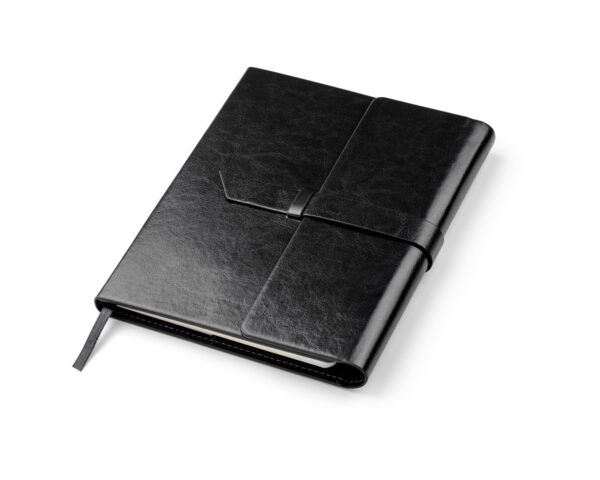 Taccuino VASCO A5 con copertina in PU, scomparti per biglietti e portapenna — quaderno aziendale elegante.