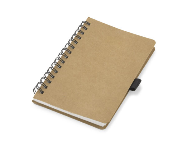 Taccuino BATO A6 a spirale con pagine in carta di pietra e copertina marrone – gadget promozionale ecologico personalizzabile con logo.