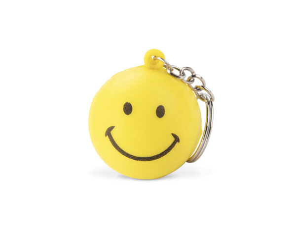 Yellow anti-stress keychain SMILE. 100% custom. Order in AMGS Group.