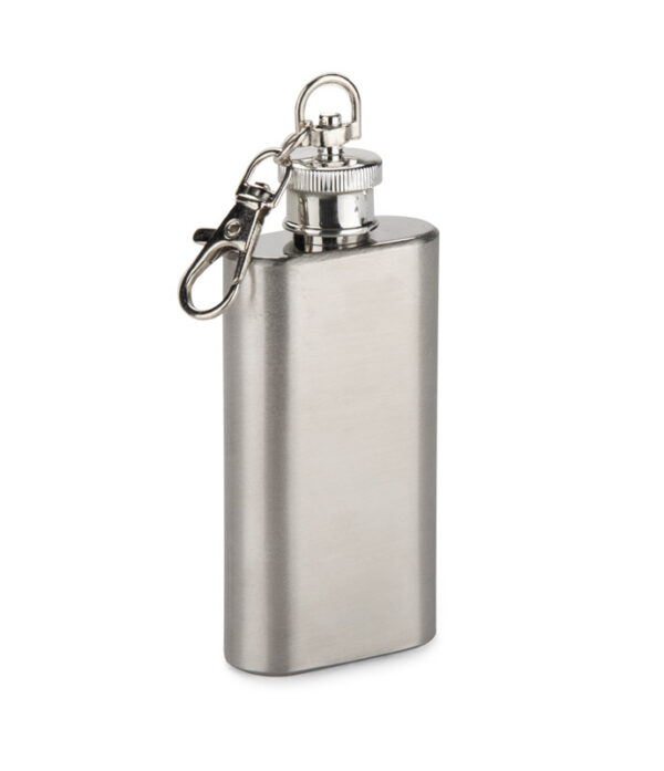 FLASIK Keychain Flask. FLASIK 50 ml stainless steel keychain flask – stylish promotional gift customizable with laser engraving.