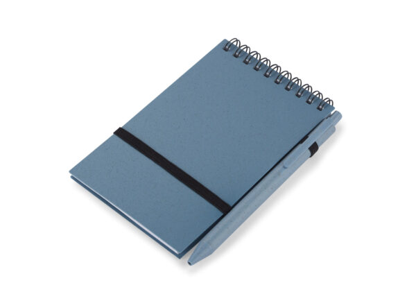 Blocco note A6 TRESA con penna, design ecologico personalizzabile con logo.