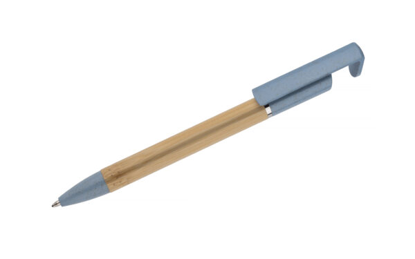 Penna promozionale in bambù FONIK con clip in paglia di grano, personalizzabile con logo.