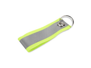 Reflective keychain BLIS in polyester with safety strip – customizable corporate gadget.