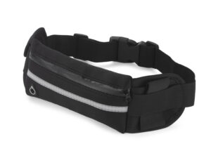 Branded sports waist bag ENDO with reflective strip and logo imprint option.