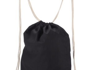 Sacca cotone promozionale WOLITE COLOR nera con cordoncini, personalizzabile con logo.