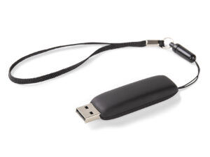 USB-Stick MILANO 16GB mit beleuchtetem Logo und Lanyard, modernes Werbegeschenk.