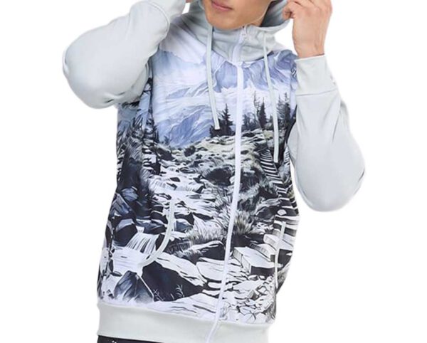 Men’s thermoactive hoodie with logo, zip fastening, hood, and full-color print – perfect for outdoor activities. Check out this model now at AMGS Group!