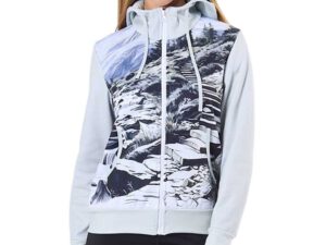 Custom womens hoodie with stand collar and sublimation print. Sweatshirt with sublimation print and stand-up collar. Perfect for promotional campaigns. Women’s hoodie. AMGS Group.