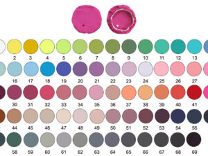 Palette completa con 69 opzioni di colore per copribicchieri personalizzati in spandex.